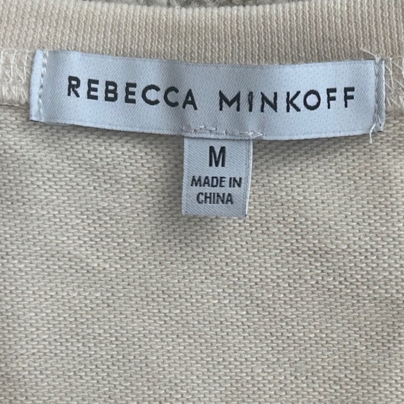 Rebecca Minkoff Janine Puff Sleeve Cotton Henley Top Cream M Casual Feminine - Picture 8 of 13